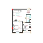 2-xonali xonadon 50.3 m²  10/12 qavat | CHINARA PARK Turar-joy majmuasi