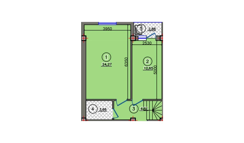 2-xonali xonadon 50.03 m²  10/10 qavat | Qibray City Turar-joy majmuasi