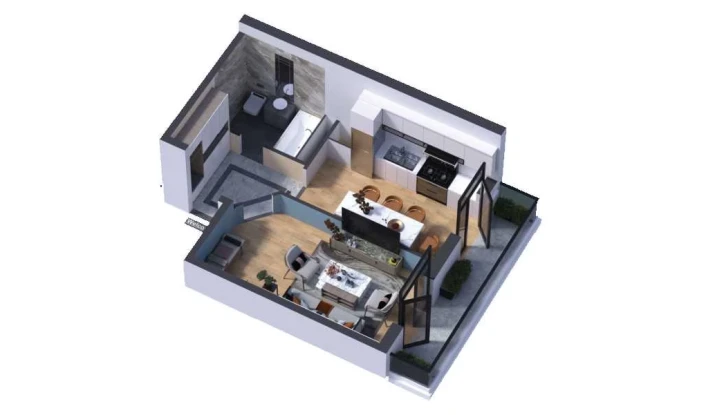 1-xonali xonadon 38.61 m²  1/16 qavat | SOKIN DIYOR Turar-joy majmuasi