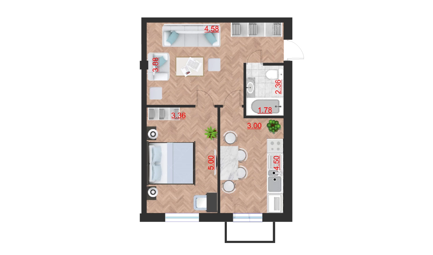 1-комн. квартира 58.74 м²  6/10 этаж | Жилой комплекс Ko'kcha-Oqtepa