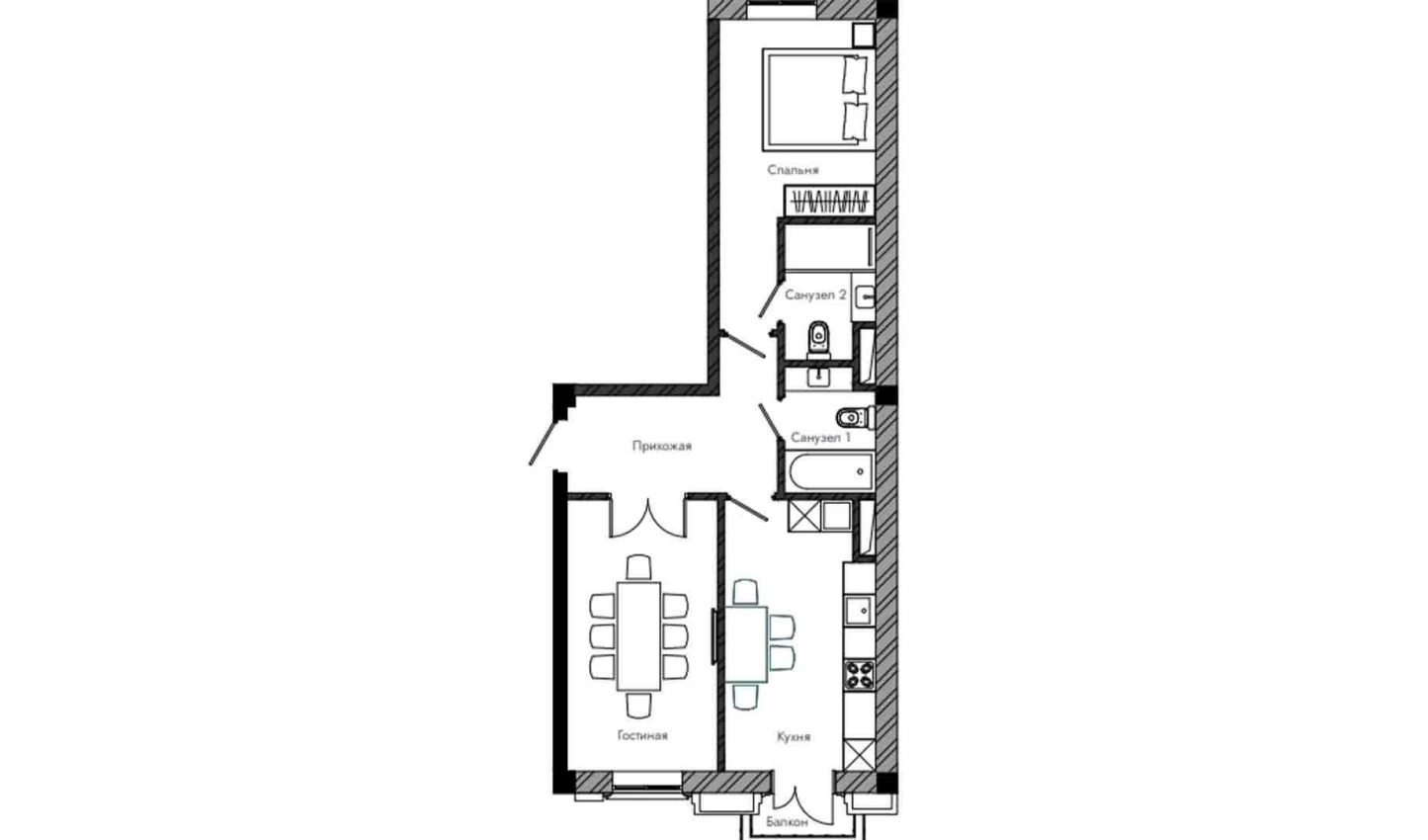 2-xonali xonadon 62.66 m²  11/13 qavat | NEW AVENUE estates Turar-joy majmuasi