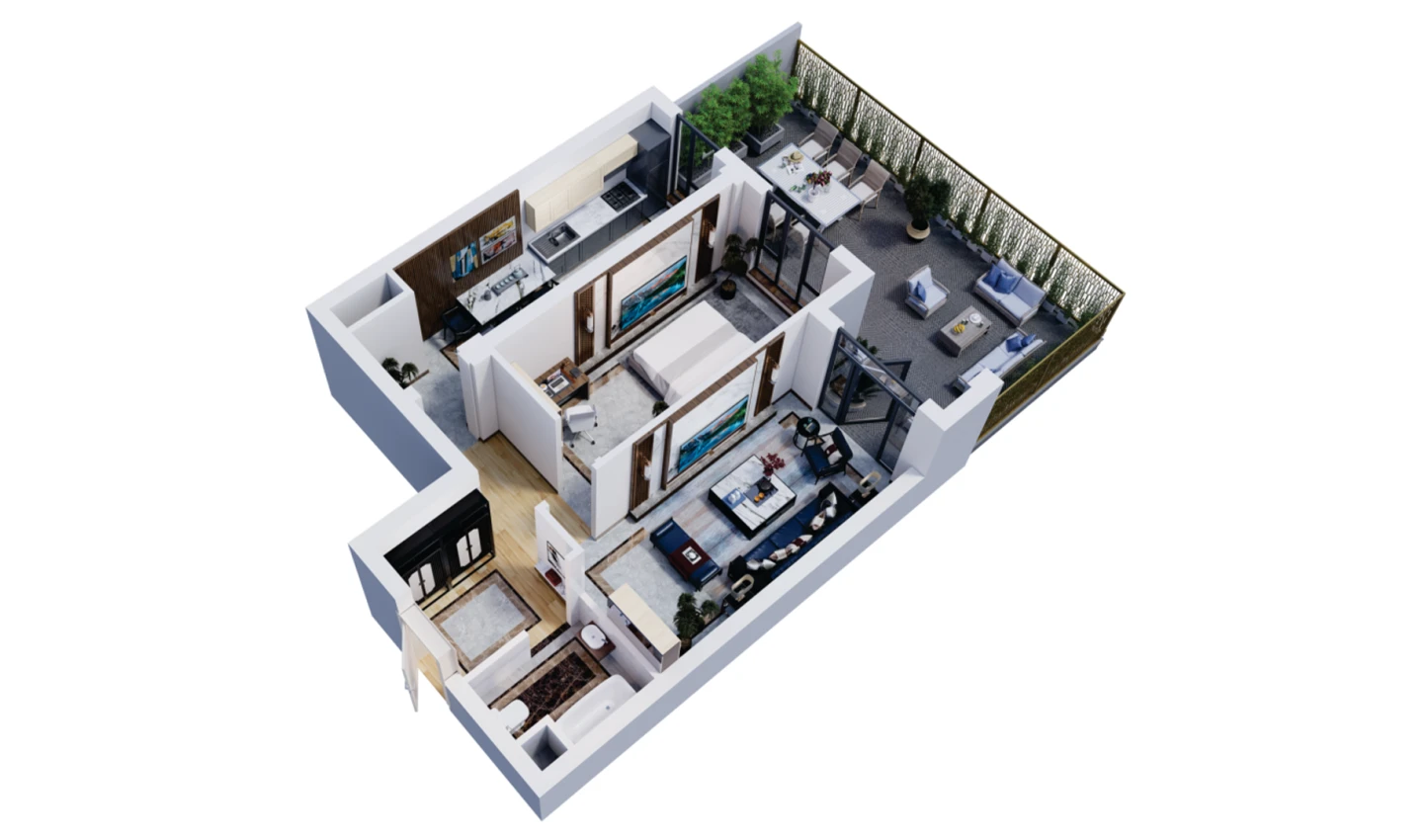 2-комн. квартира 114.44 м²  3/16 этаж | Жилой комплекс Musaffo