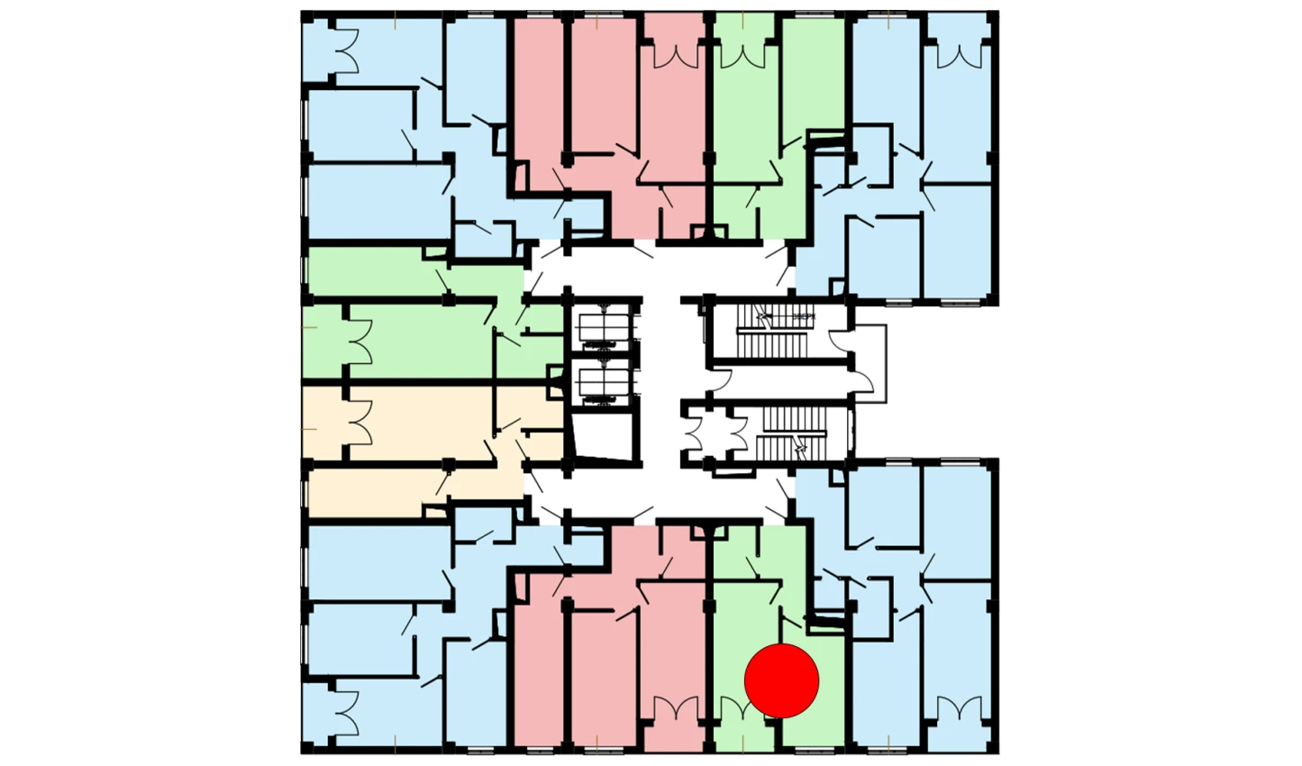 1-xonali xonadon 45.6 m²  11/16 qavat | Musaffo Turar-joy majmuasi