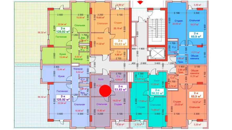 2-комн. квартира 53.83 м²  3/8 этаж | Жилой комплекс CAPITAL AVENUE