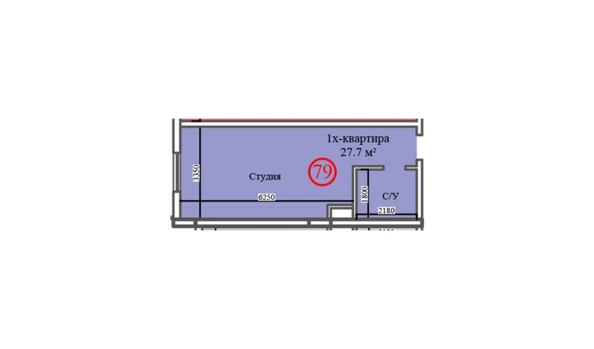 1-комнатная квартира 27.7 м²  14/14 этаж | Жилой комплекс Al-Barakat