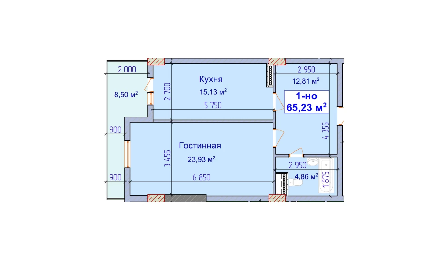 1-комн. квартира 65.23 м²  2/9 этаж | Жилой комплекс SHAYX-UL OLAM