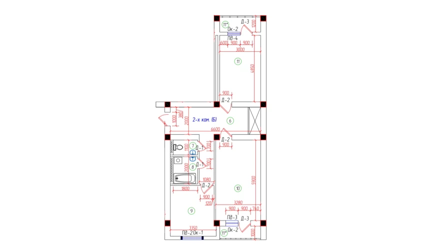 2-комнатная квартира 75.17 м²  7/7 этаж | Жилой комплекс Oila TJM