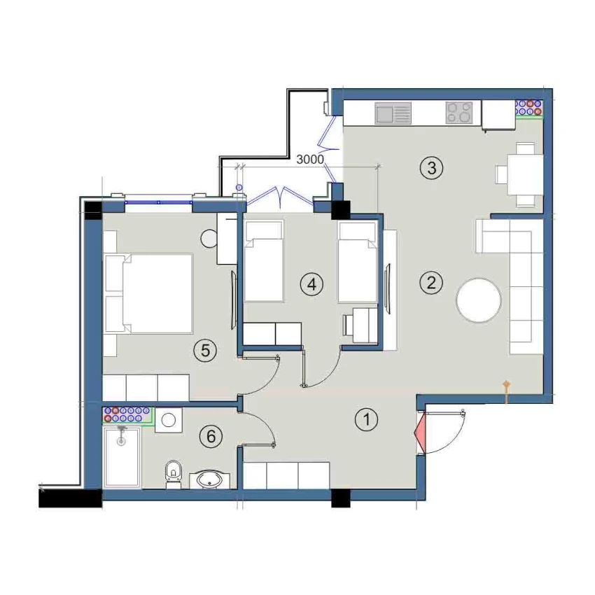 2-xonali xonadon 151 m²  9/9 qavat | FLORYA RESIDENCE Turar-joy majmuasi