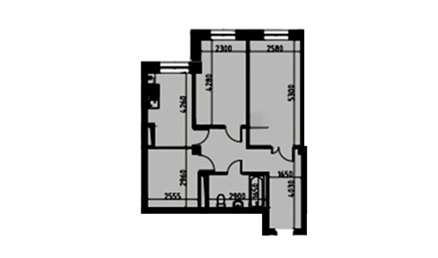 2-xonali xonadon 59.05 m²  1/10 qavat | YANGIOBOD RESIDENCE Turar-joy majmuasi