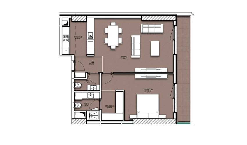 2-комнатная квартира 78.38 м²  7/19 этаж | Жилой комплекс Resim Taşkent