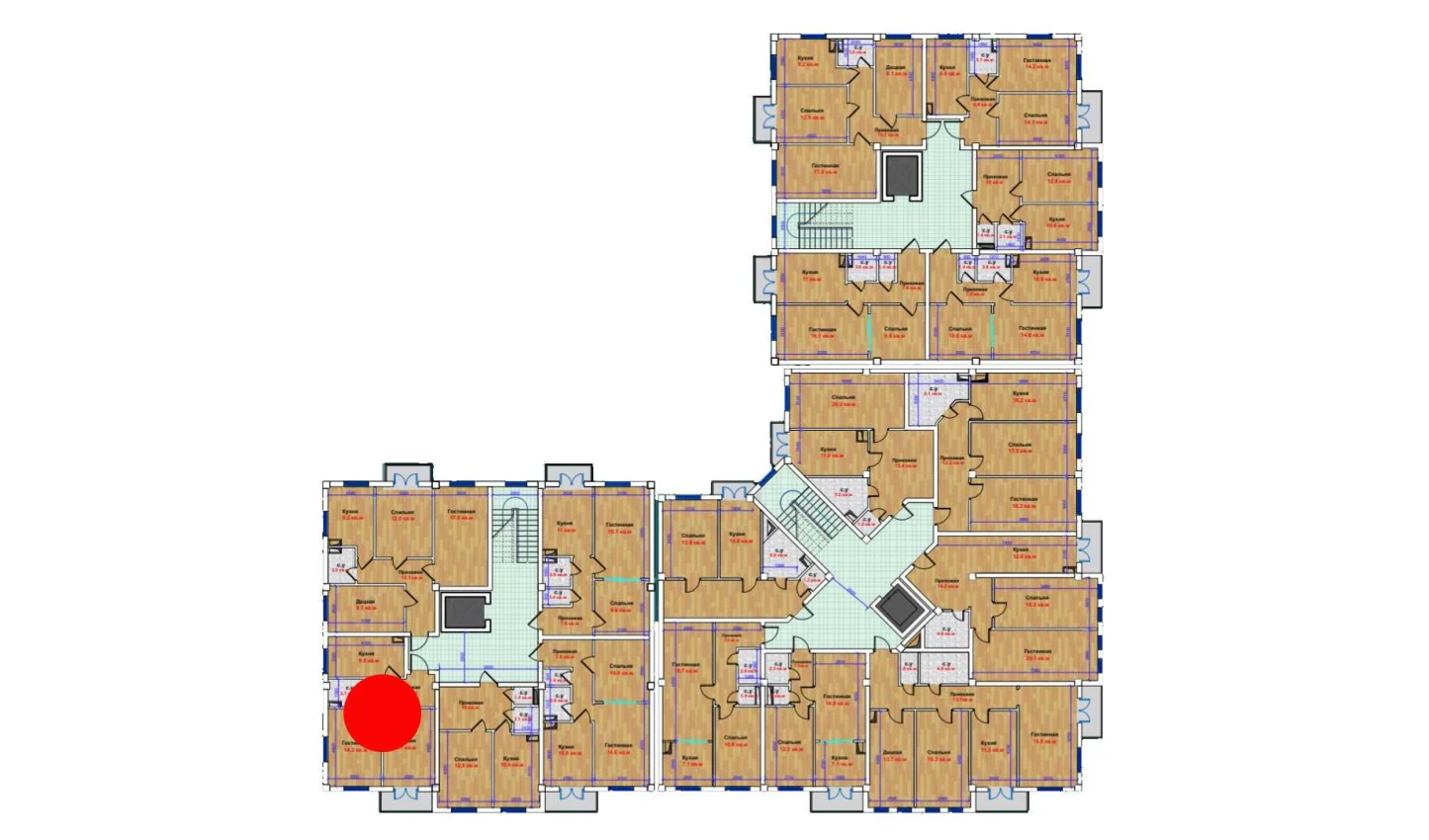2-xonali xonadon 47.9 m²  5/9 qavat | MBG Turar-joy majmuasi