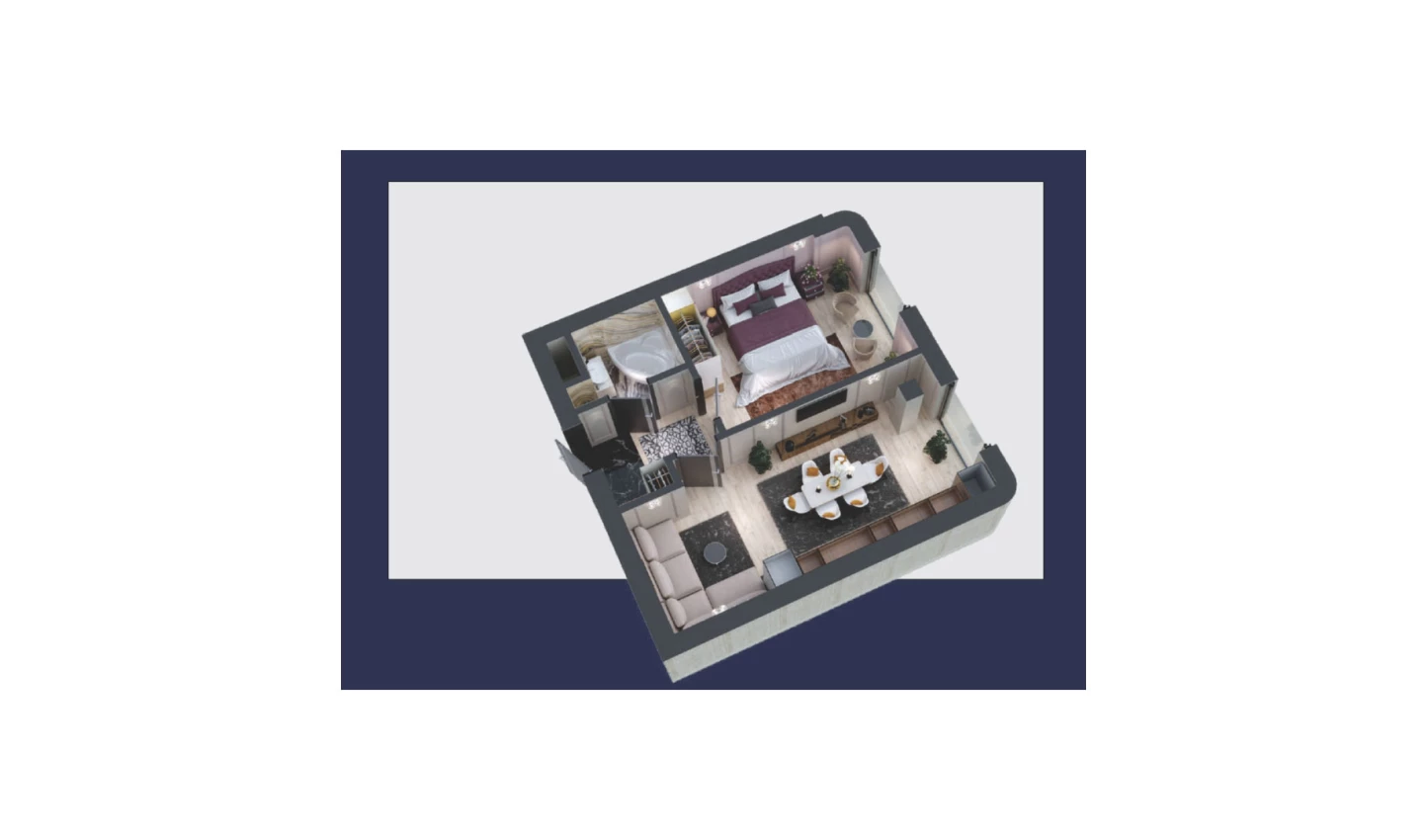 1-xonali xonadon 46.25 m²  10/10 qavat | Aviasozlar Plaza Turar-joy majmuasi