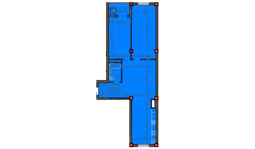 2-xonali xonadon 89 m²  4/12 qavat | Sokin hayot Turar-joy majmuasi