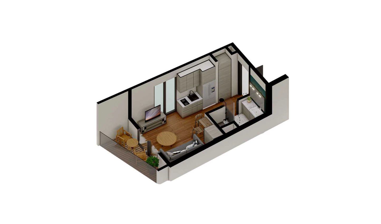 1-xonali xonadon 21.13 m²  3/7 qavat | TUSHLAR VODIYSI Turar-joy majmuasi