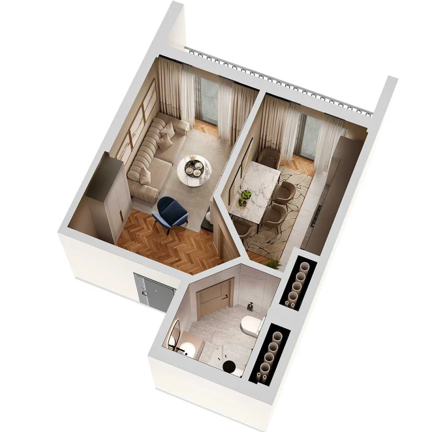 1-комн. квартира 33.2 м²  11/12 этаж | Жилой комплекс SOKIN SOHIL