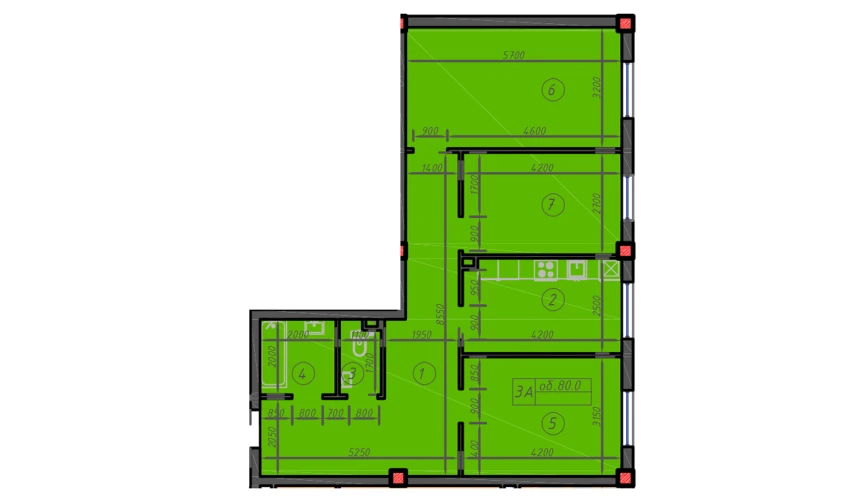 3-комнатная квартира 80 м²  1/12 этаж | Жилой комплекс Sokin hayot