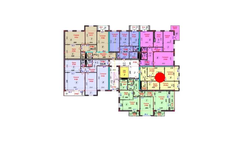 3-комнатная квартира 72.8 м²  5/9 этаж | Жилой комплекс SAMARQAND CITY