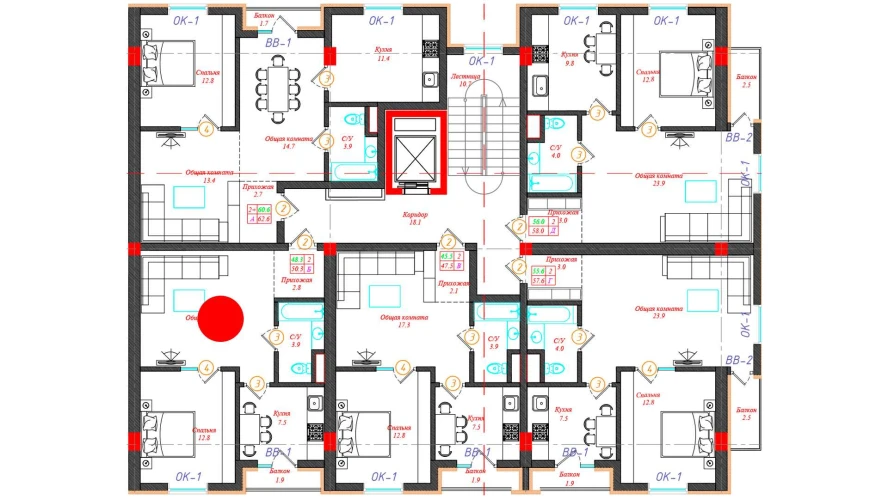 2-комн. квартира 50.3 м²  5/5 этаж | Жилой комплекс CHINARA PARK