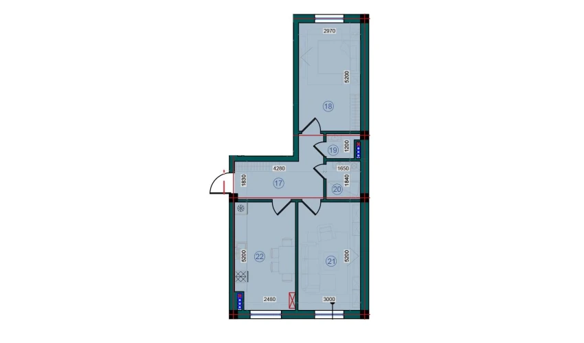 2-xonali xonadon 62.8 m²  1/7 qavat | Bristol Turar-joy majmuasi