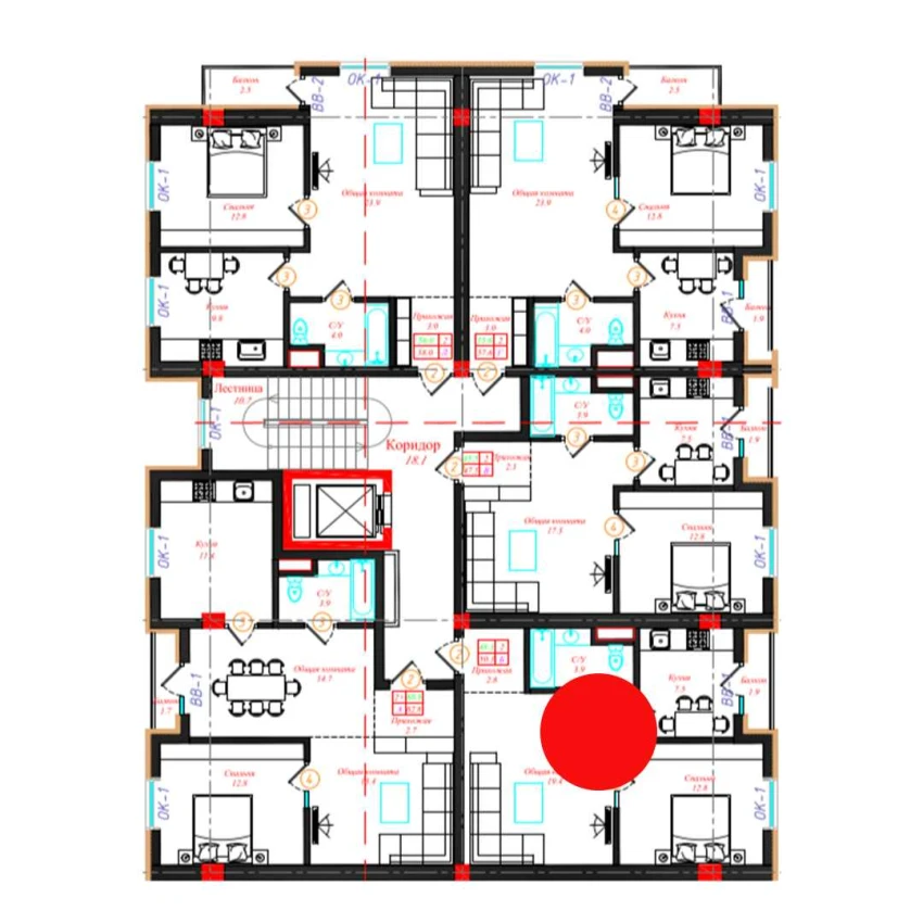 2-комн. квартира 50.3 м²  4/9 этаж | Жилой комплекс CHINARA PARK