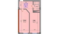 2-xonali xonadon 41.2 m²  1/9 qavat | Yuksalish Nurafshon Turar-joy majmuasi