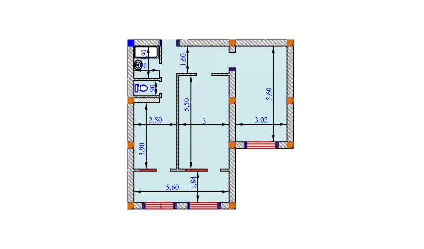 2-xonali xonadon 77.7 m²  2/9 qavat | SHOHSAROY Turar-joy majmuasi