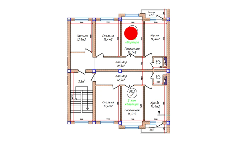 3-xonali xonadon 78 m²  4/5 qavat | Oq mahalla Turar-joy majmuasi