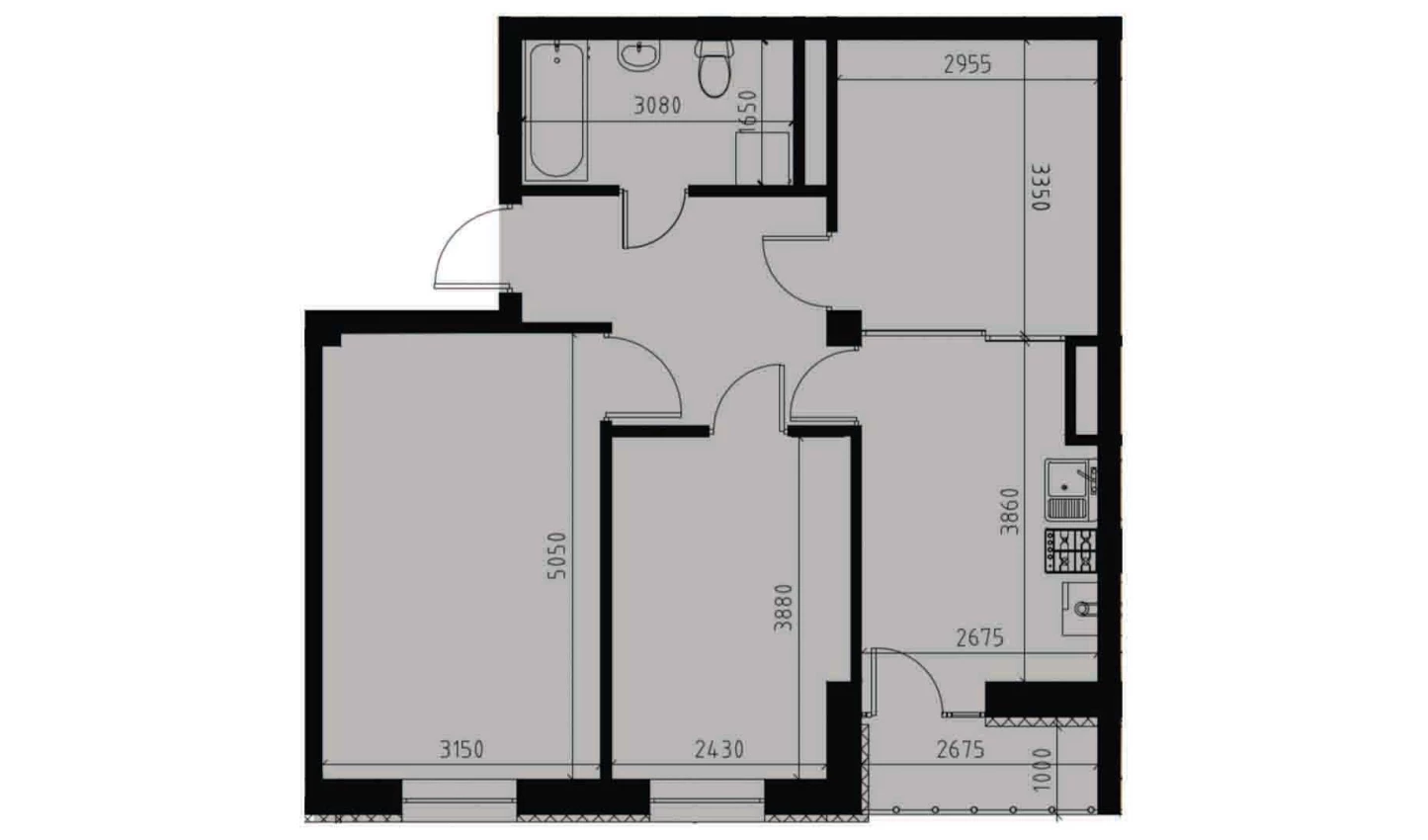 2-xonali xonadon 60.4 m²  6/10 qavat | YANGIOBOD RESIDENCE Turar-joy majmuasi
