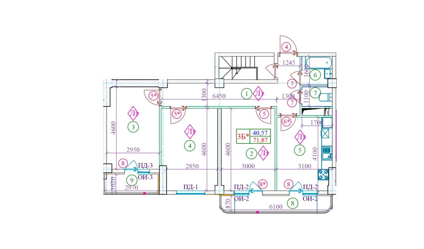 3-комнатная квартира 71.87 м²  1/9 этаж | Жилой комплекс Yangi O'zbekiston