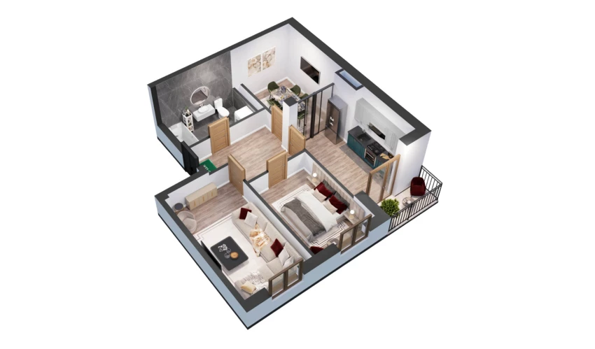 2-комн. квартира 58.75 м²  1/10 этаж | Жилой комплекс YANGIOBOD RESIDENCE