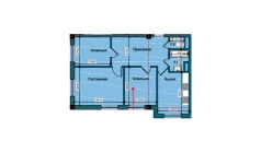 3-xonali xonadon 71.7 m²  1/10 qavat | NUR BARAKA Turar-joy majmuasi