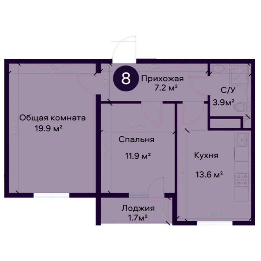 2-комн. квартира 58.2 м²  1/9 этаж | Жилой комплекс SOHIL BO'YI ANDIJON