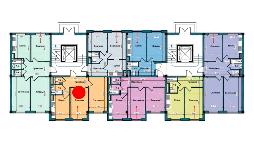 2-xonali xonadon 59.4 m²  1/9 qavat | NUR BARAKA Turar-joy majmuasi