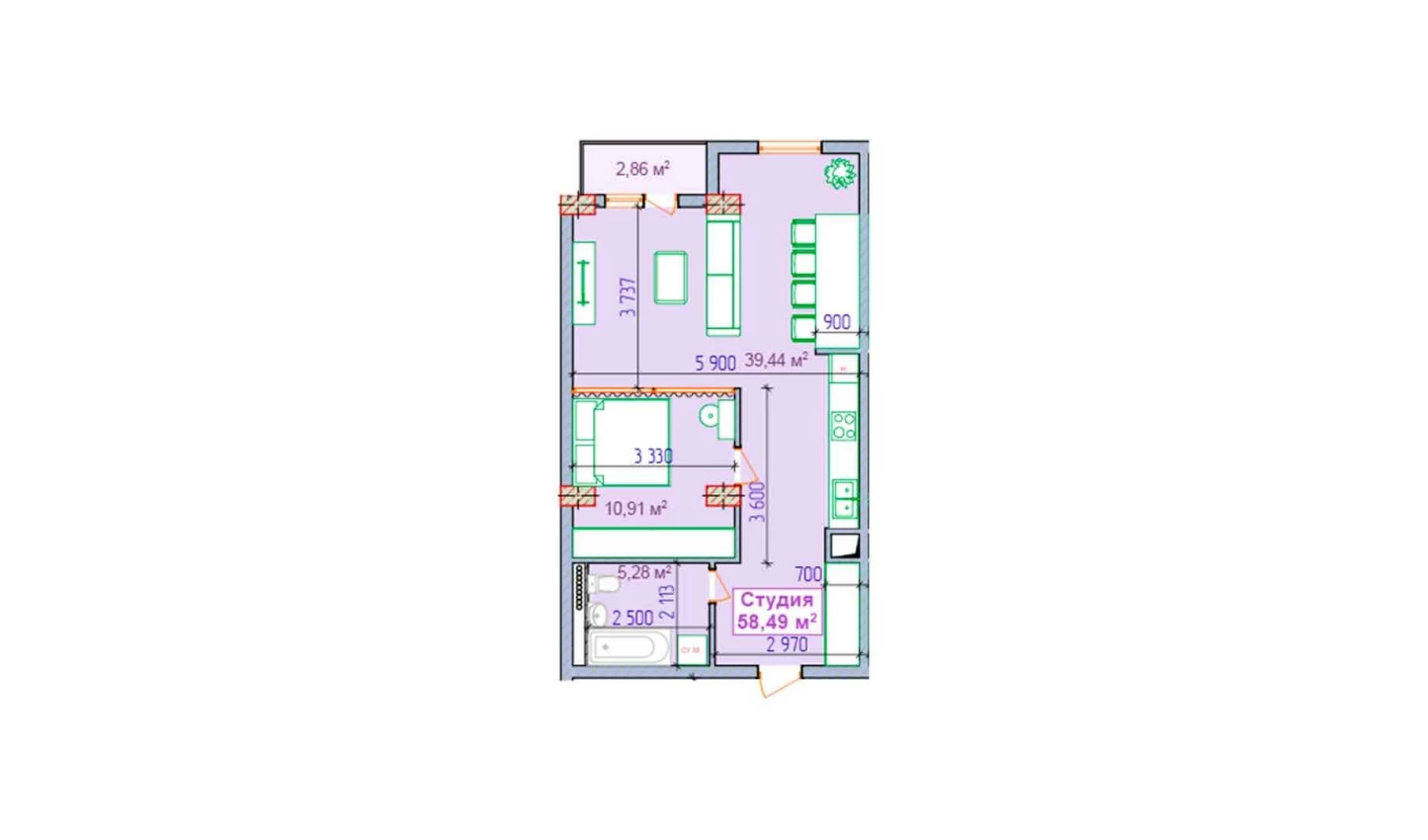 1-xonali xonadon 58.49 m² 9/9 qavat | SHAYX-UL OLAM Turar-joy majmuasi 1-xonali xonadon 58.49 m² 9/9 qavat | SHAYX-UL OLAM Turar-joy majmuasi