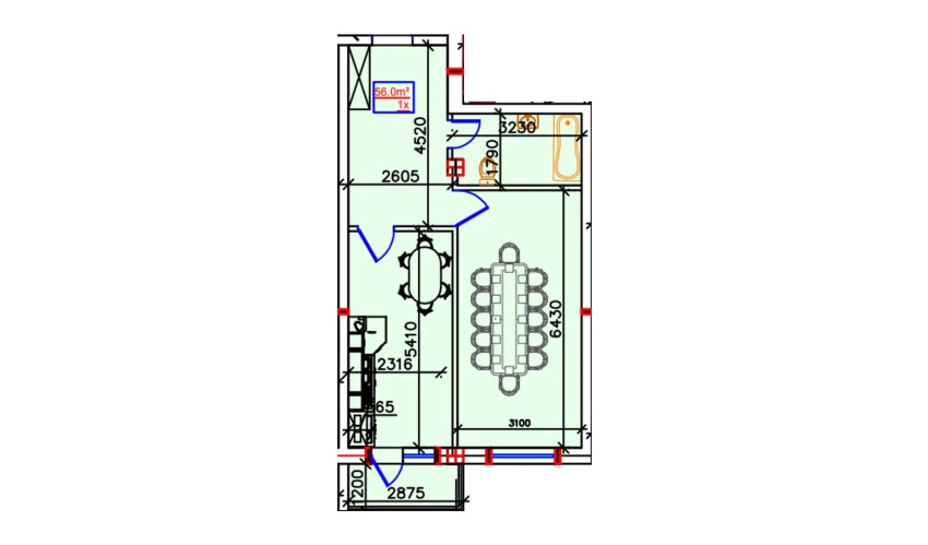 1-xonali xonadon 56 m²  5/7 qavat | Mustaqillik Avenue Turar-joy majmuasi