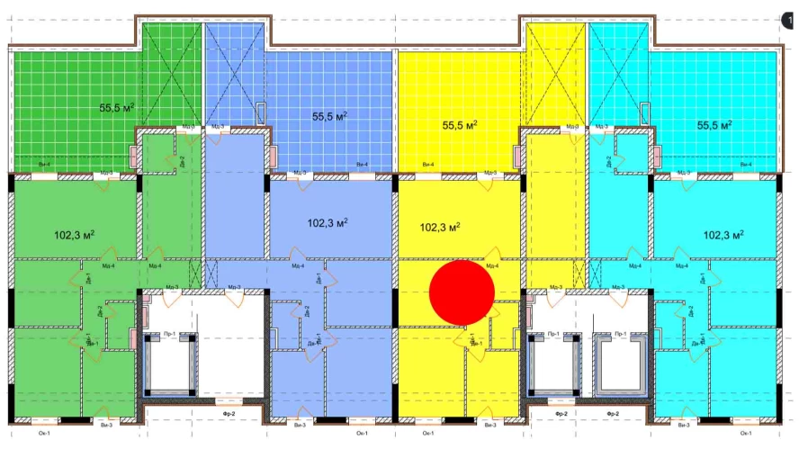 4-xonali xonadon 102.3 m²  13/9 qavat | Uchtepa Avenue Turar-joy majmuasi
