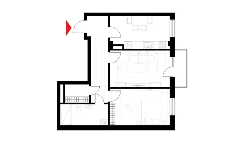 2-xonali xonadon 67.5 m²  4/6 qavat | CHOSHTEPA GARDEN Turar-joy majmuasi