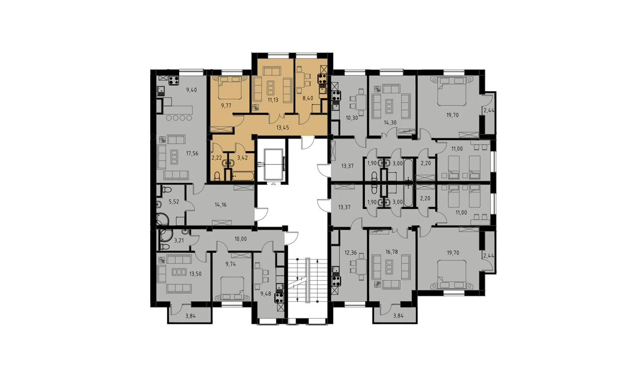 2-комн. квартира 48.39 м²  2/9 этаж | Жилой комплекс MINGCHINOR