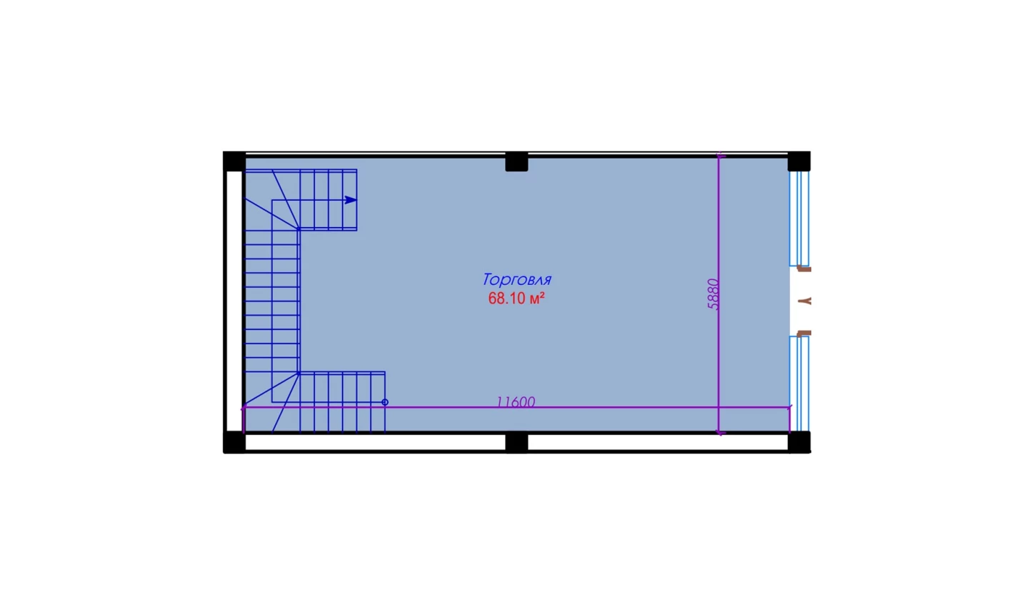 1-xonali xonadon 68.1 m²  1/10 qavat | Ko'kcha-Oqtepa Turar-joy majmuasi