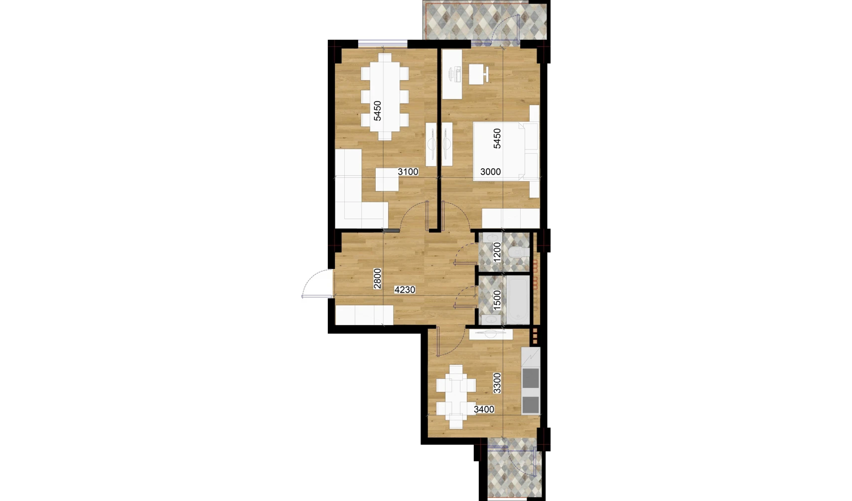 2-xonali xonadon 70.8 m²  4/7 qavat | O'ZBEGIM Turar-joy majmuasi
