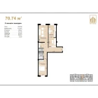 2-xonali xonadon 70.74 m²  1/10 qavat | Ko'kcha-Oqtepa Turar-joy majmuasi