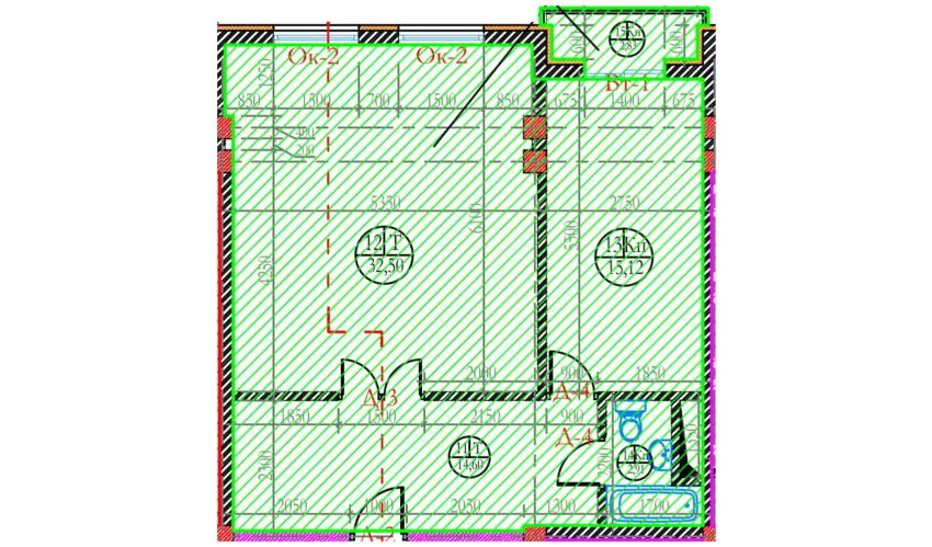 2-xonali xonadon 71.5 m²  7/8 qavat | Ziynat Capital Turar-joy majmuasi