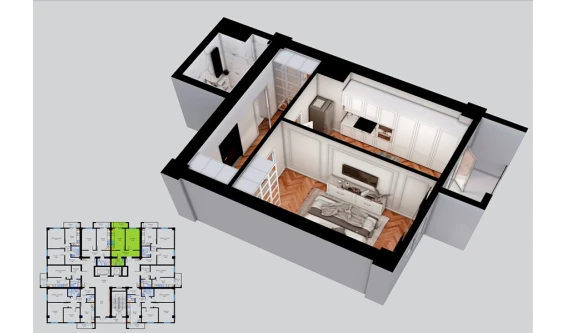 1-комнатная квартира 31 м²  16/16 этаж | Жилой комплекс Yangi Qumariq