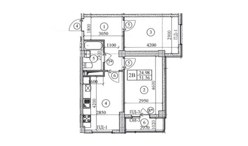 2-xonali xonadon 50 m²  2/9 qavat | Yangi O'zbekiston Turar-joy majmuasi