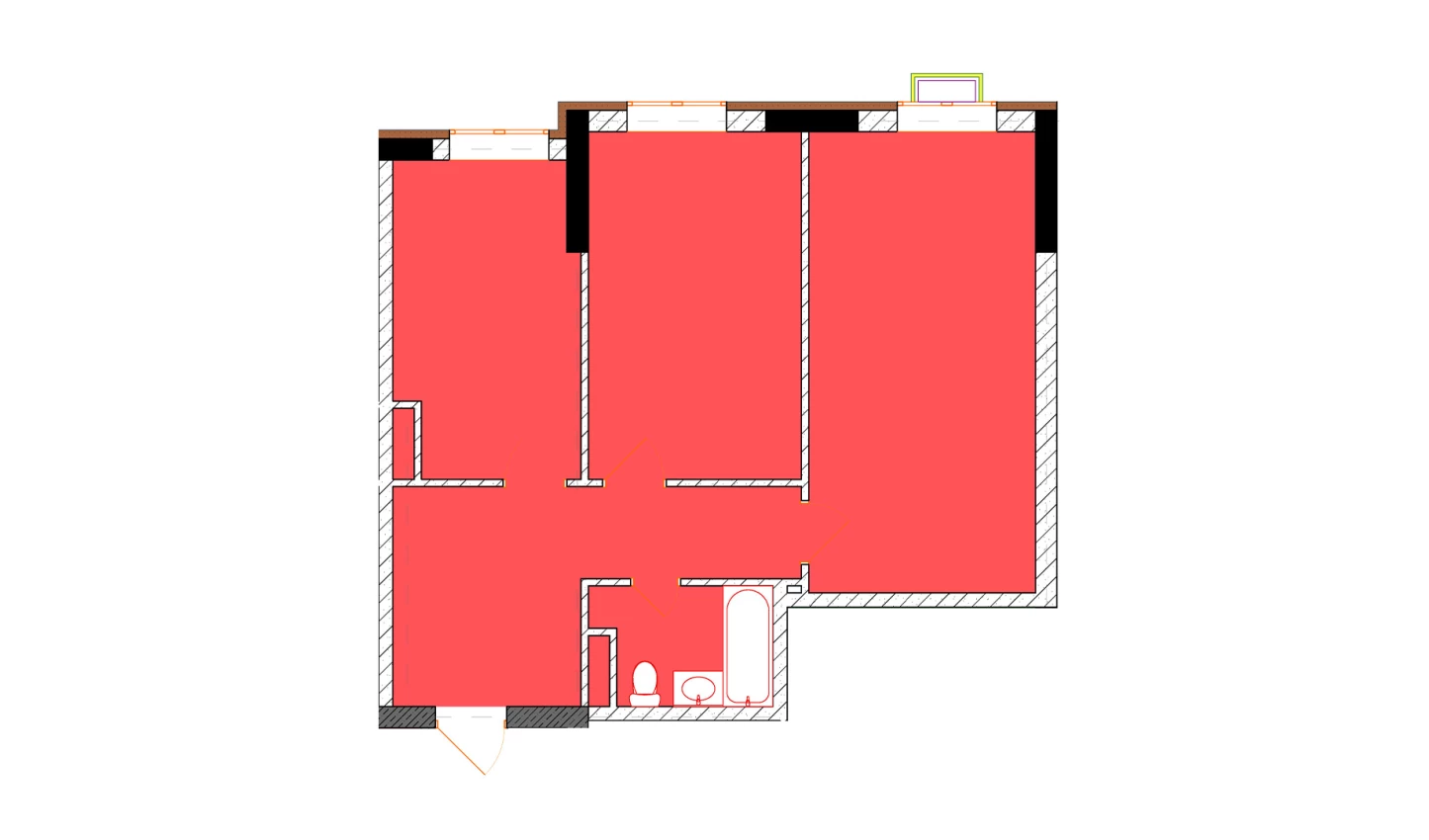 2-xonali xonadon 66.2 m²  3/9 qavat | Uchtepa Avenue Turar-joy majmuasi