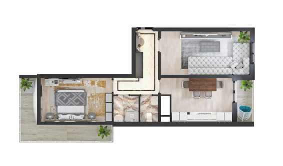 2-комнатная квартира 62.4 м²  14/16 этаж | Жилой комплекс TRINITY
