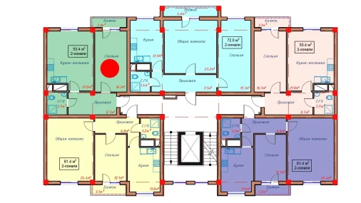 2-xonali xonadon 53.4 m²  8/10 qavat | Orzular Turar-joy majmuasi