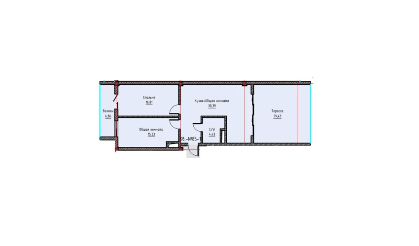 2-комнатная квартира 103.25 м²  9/9 этаж | Жилой комплекс UCHTEPA CITY