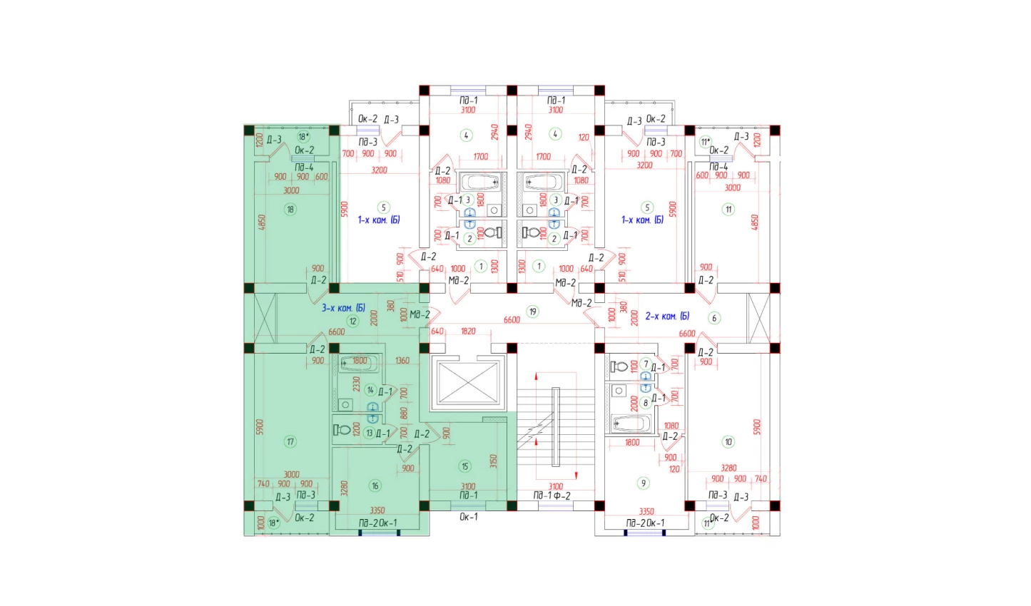 3-комн. квартира 85.12 м²  6/7 этаж | Жилой комплекс Oila TJM