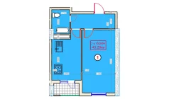 1-xonali xonadon 45.29 m²  2/9 qavat | XUMO Turar-joy majmuasi